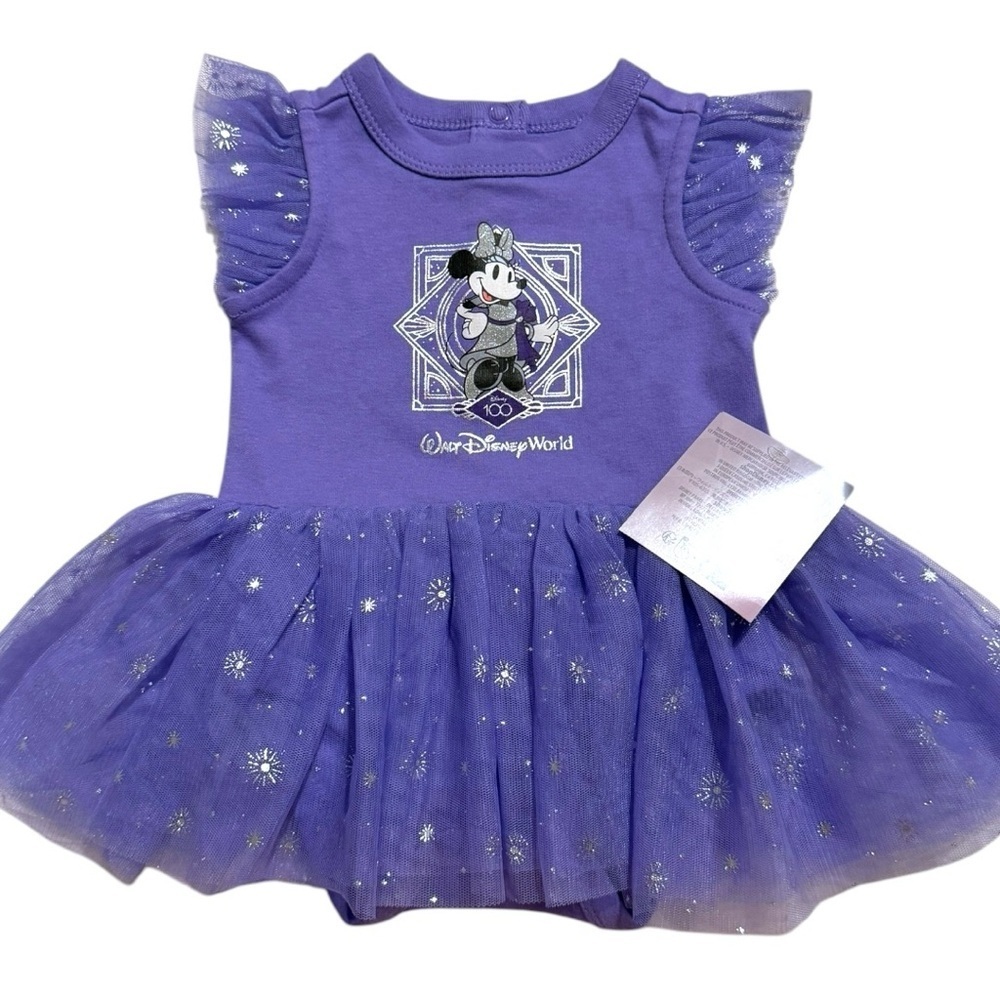 Disney 100 Minnie Mouse Purple Tutu Dress 3–6M – Walt Disney World Baby Bodysuit